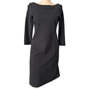 Eileen Fisher Black Ponte Knit Dress PP/2 Minimalist Classic Capsule Office Work